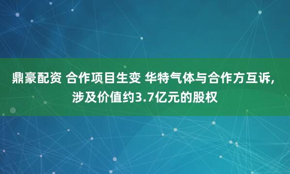 鼎豪配资 合作项目生变 华特气体与合作方互诉, 涉及价值约3.7亿元的股权